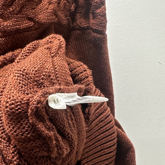 Bogner Turtleneck Sweater Cable Knit Wool Blend Stretch Rust Red Women's Medium - Picture 8 of 9